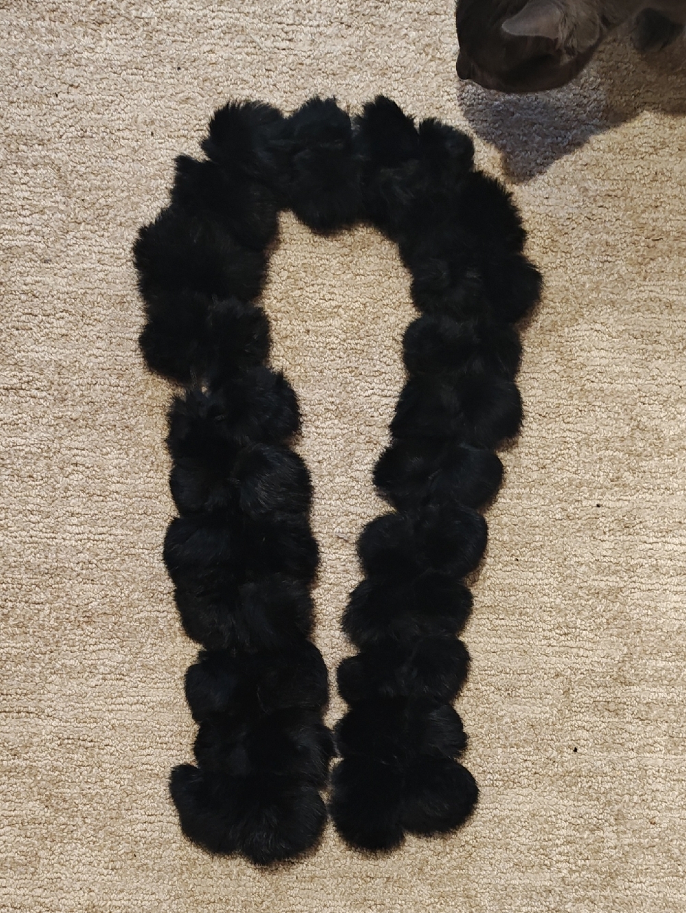 Rabbit Fur Pompom Scarf